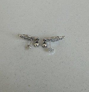 Pandora Silver 925S ALE Dangling Angel Wings Stud Earrings Free Gift Box