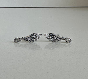 Pandora Silver 925S ALE Dangling Angel Wings Stud Earrings Free Gift Box