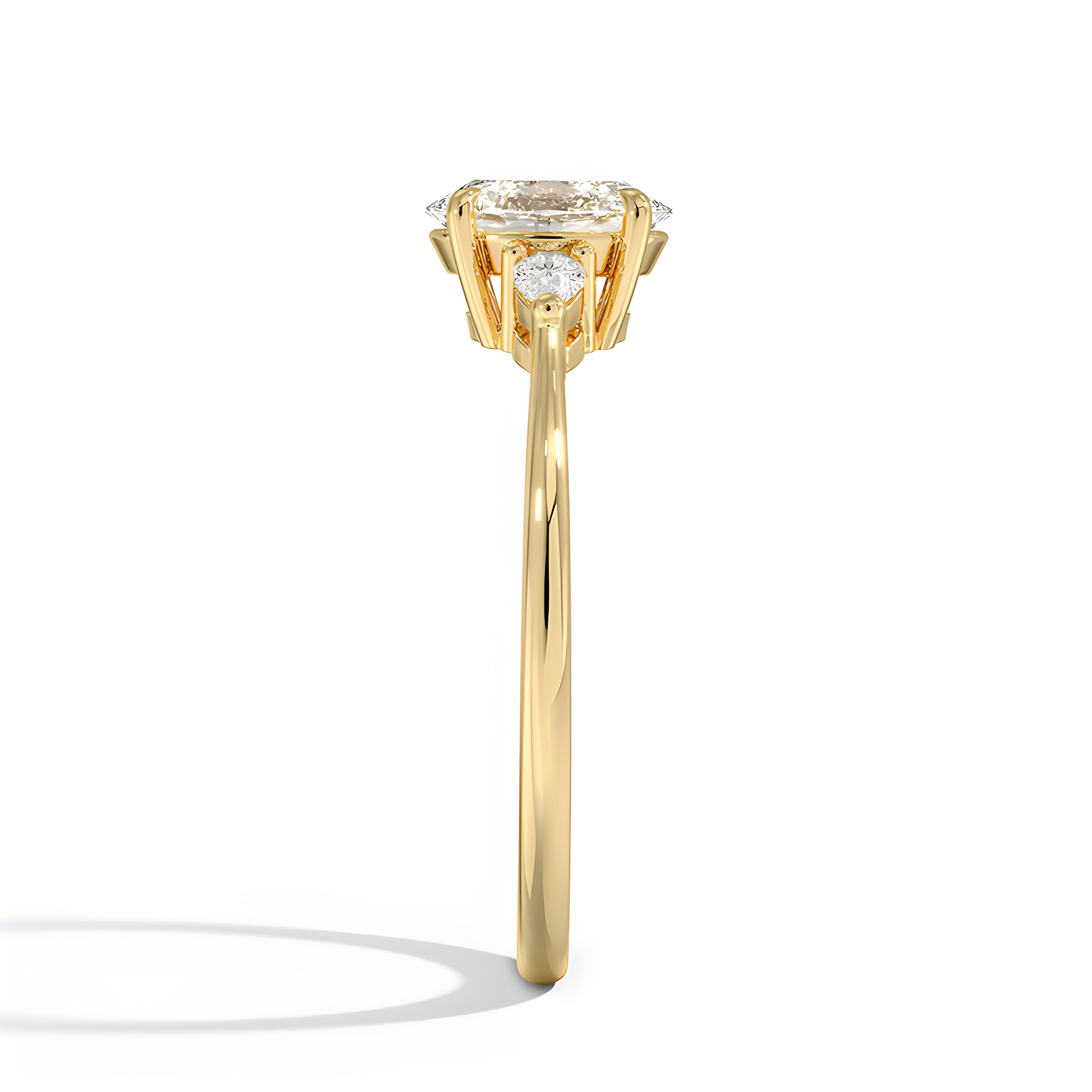 1.5 Ct IGI Certified Diamond VS1/F Oval Cut Three Stone Engagement Ring 14K Solid Gold
