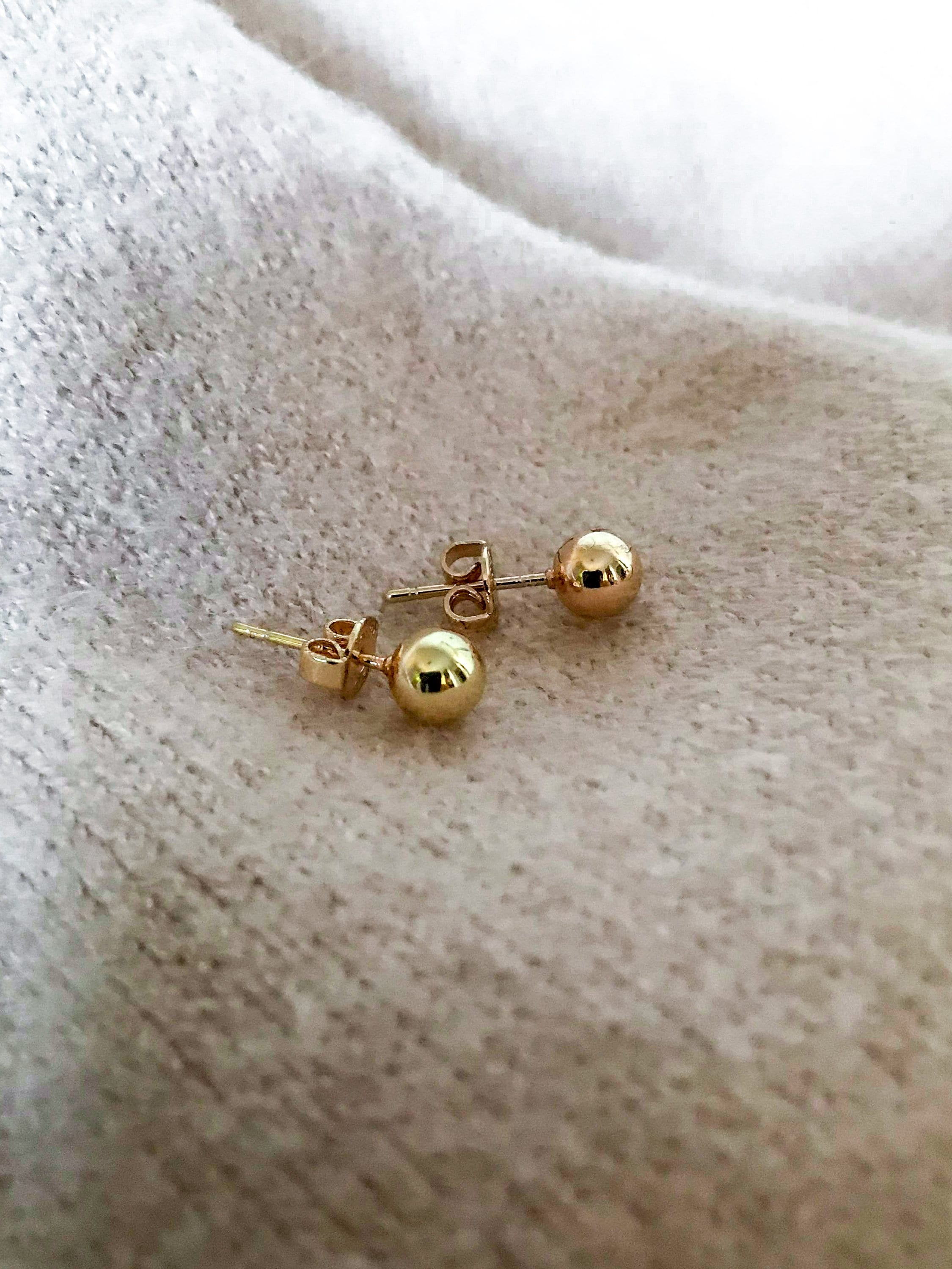 18Kt Gold Filled Ball Stud Earrings, Hypoallergenic, 6Mm