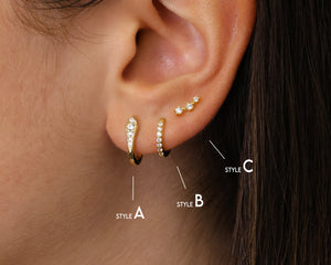 Diamond Paved Huggie Hoop Earring Gift Set • Sterling Silver
