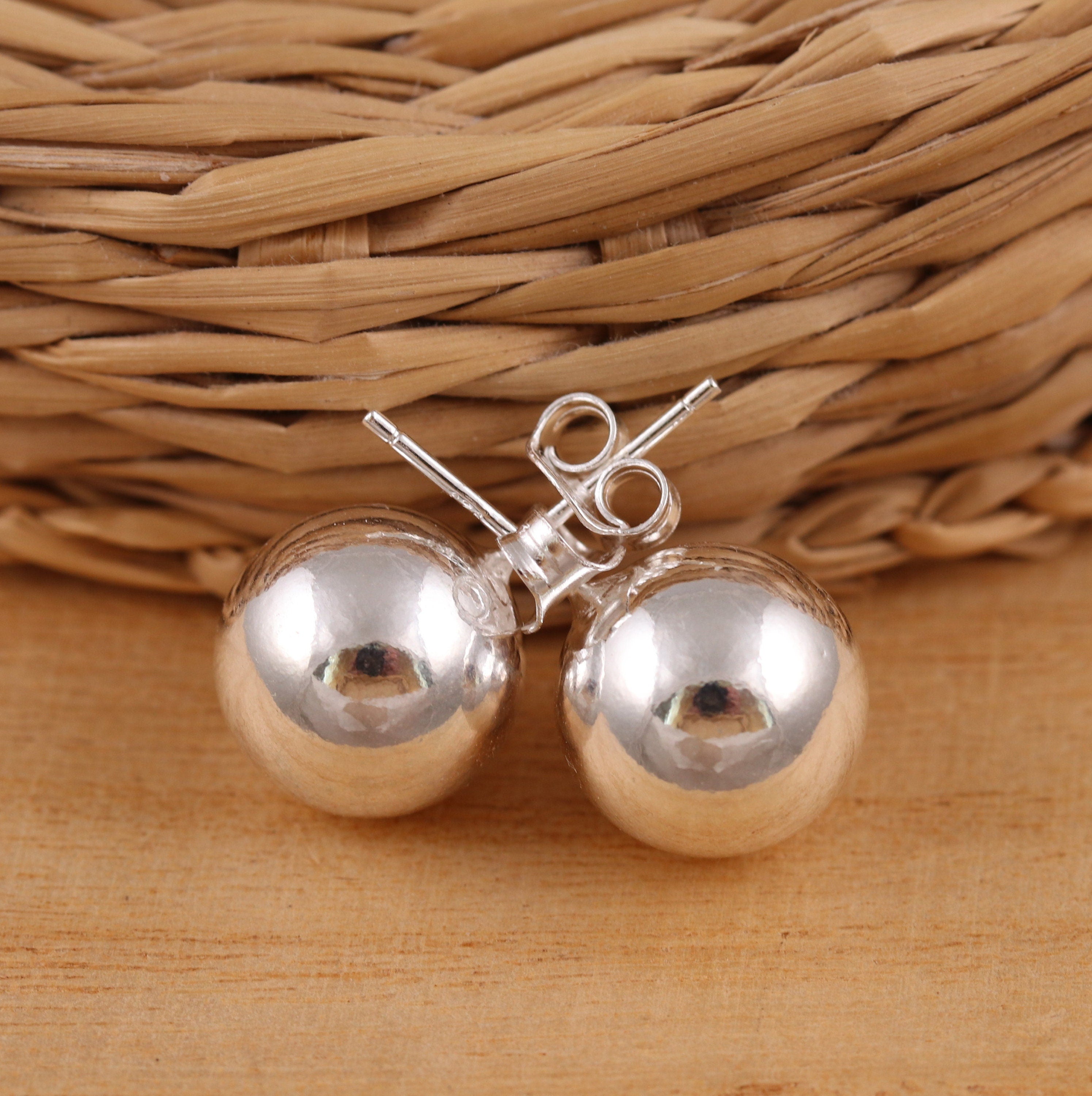925 Sterling Silver 12Mm Ball Stud Earrings BIG Plain Gift Boxed