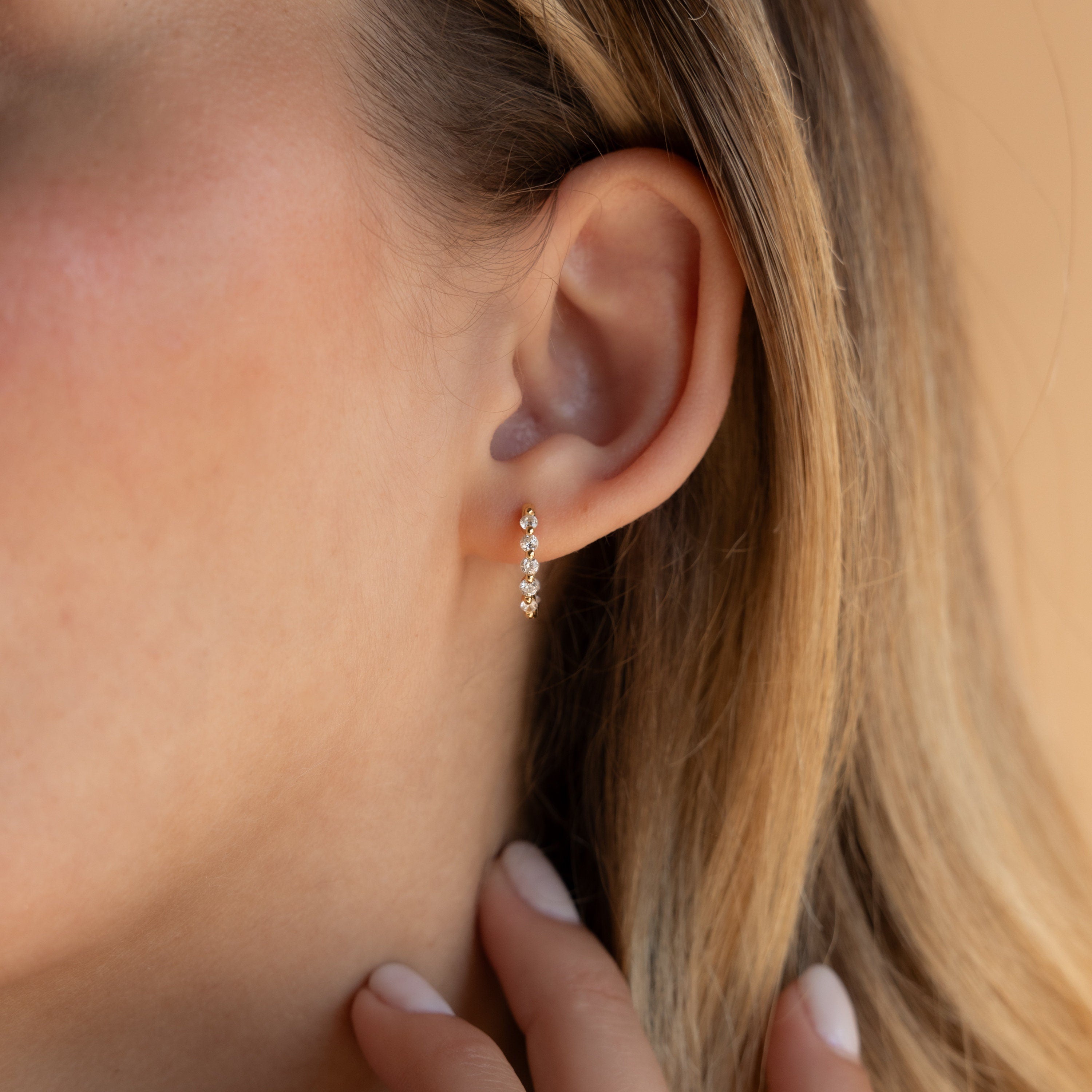 Inside Out Diamond Huggies by  • Dainty Huggie Hoops • Crystal Hoop Earrings • Minimalist Jewelry • Bridesmaid Gift • ER385