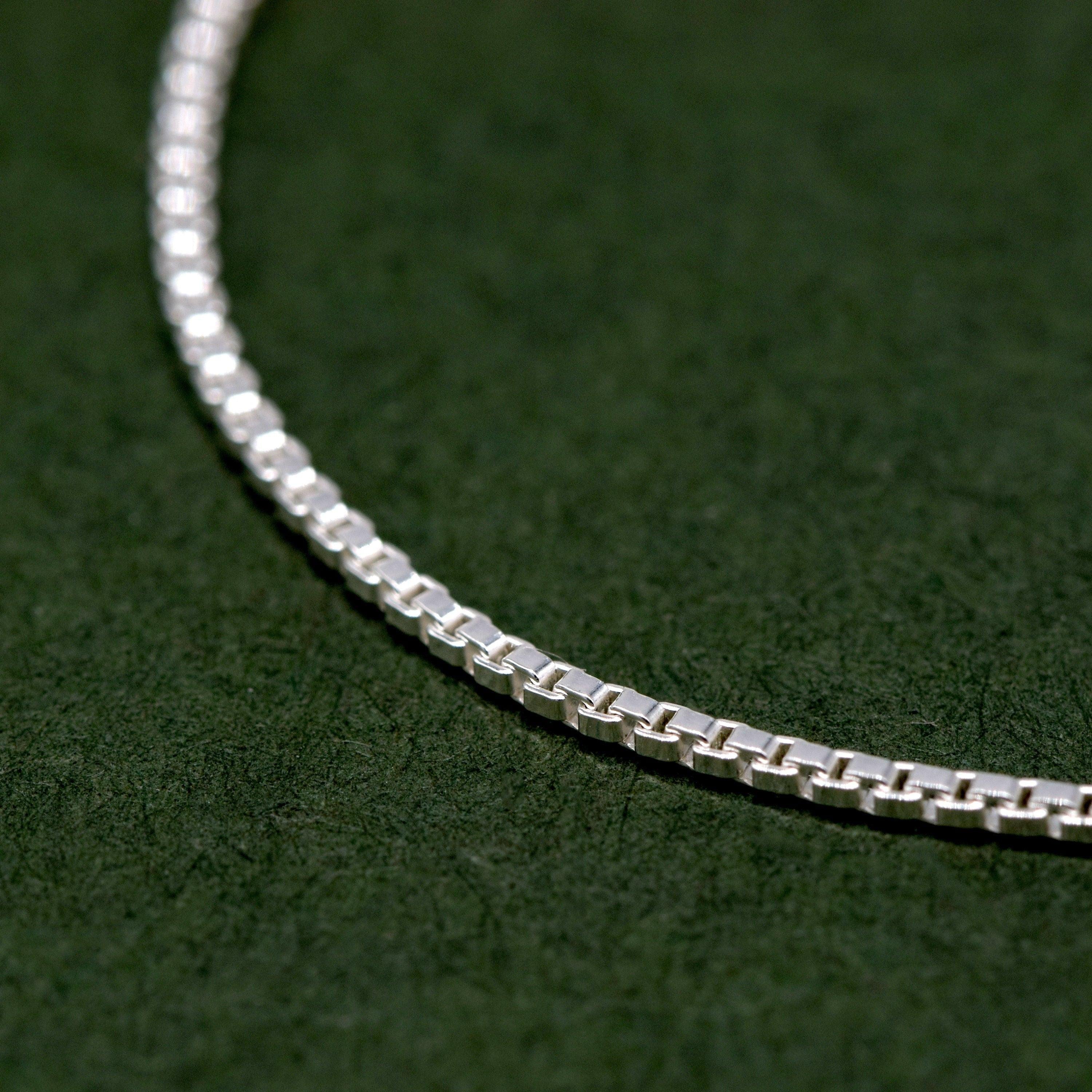 Dainty 0.9mm Sterling Silver Box Chain Bracelet for Women - Elegant and Versatile Jewelry Piece.