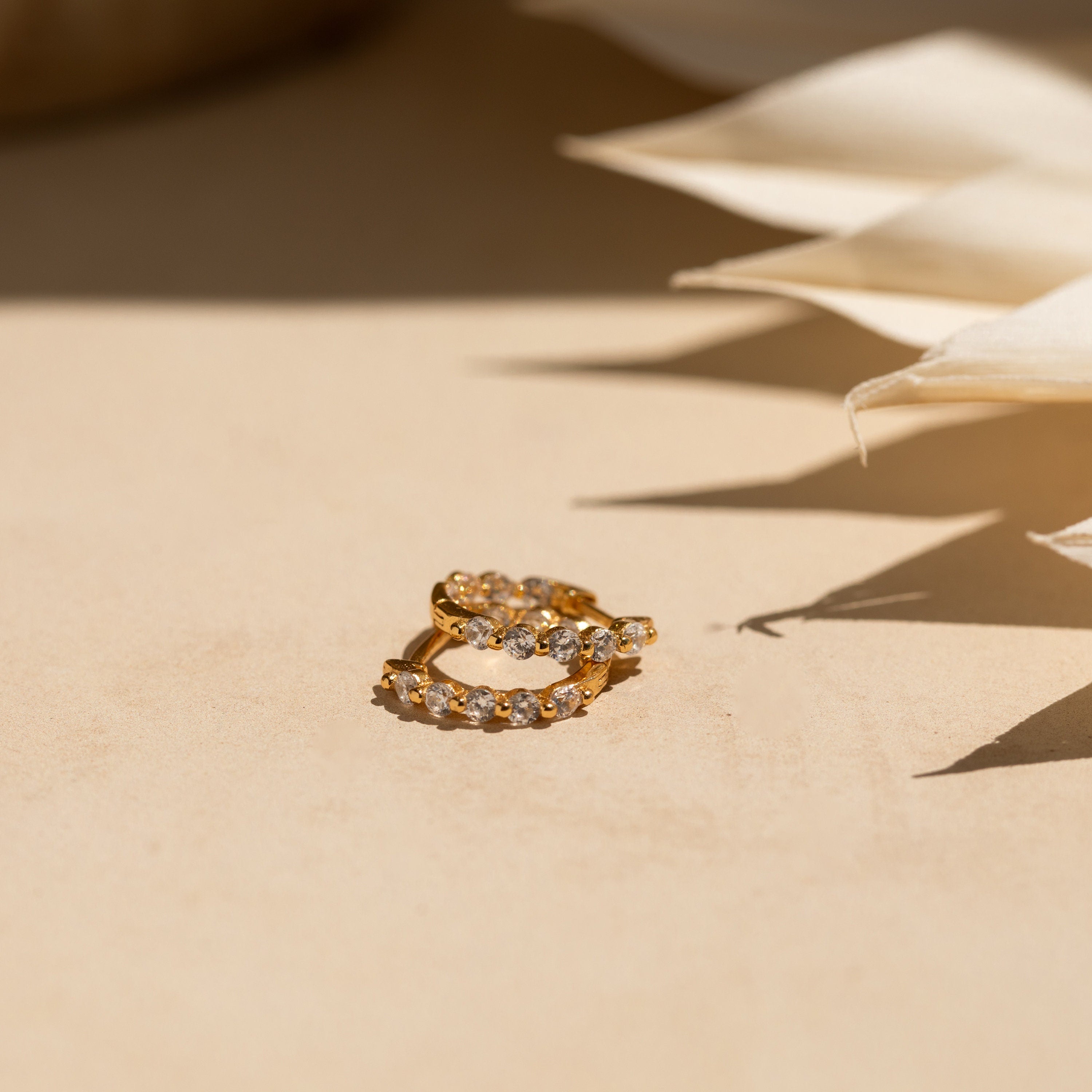 Inside Out Diamond Huggies by  • Dainty Huggie Hoops • Crystal Hoop Earrings • Minimalist Jewelry • Bridesmaid Gift • ER385