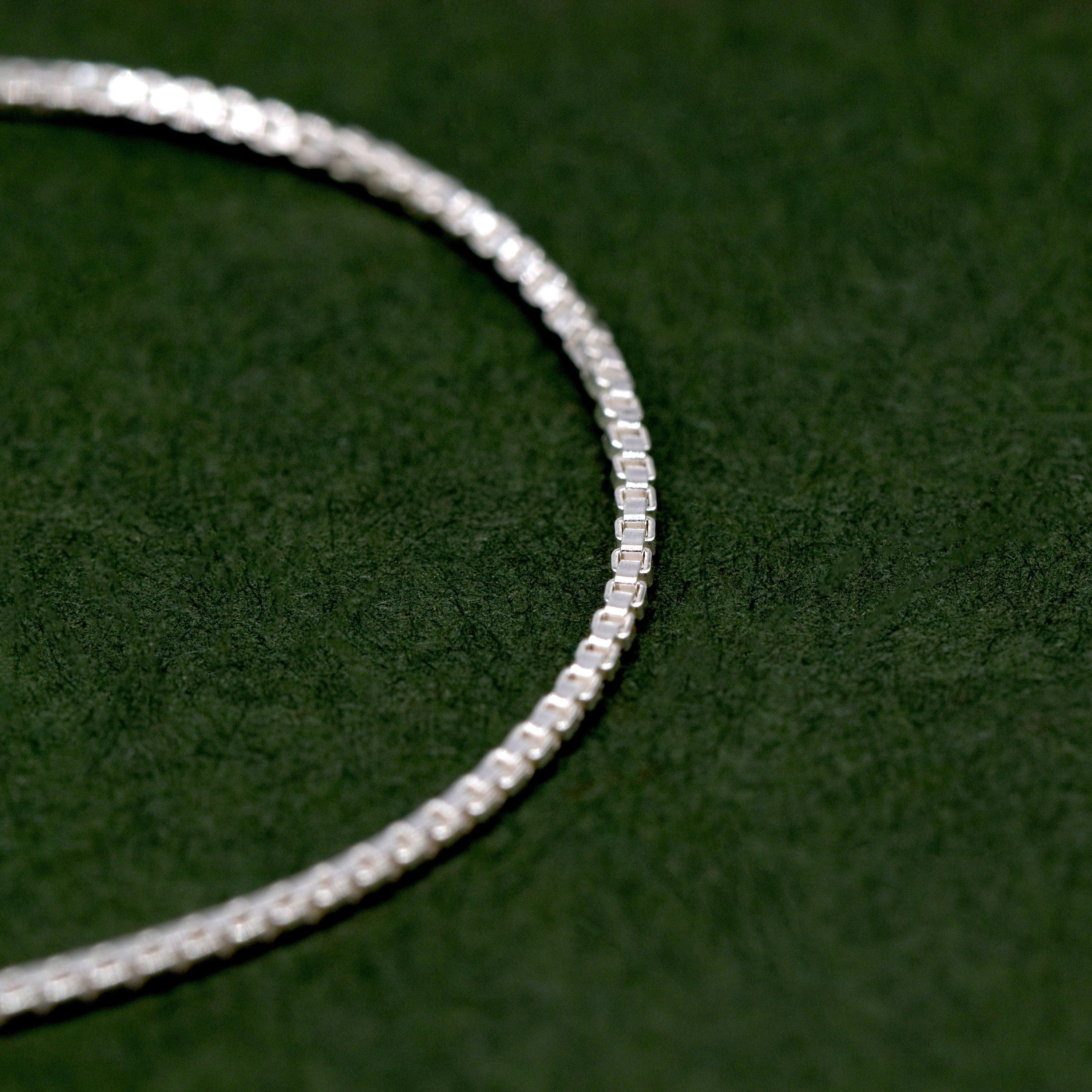 Dainty 0.9mm Sterling Silver Box Chain Bracelet for Women - Elegant and Versatile Jewelry Piece.