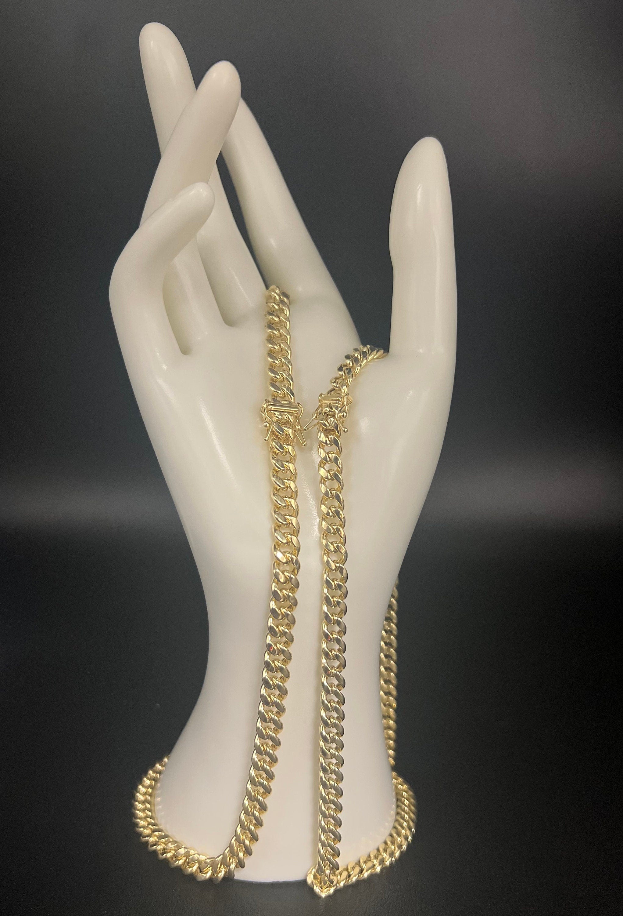 14K Real Gold Miami Cuban Link Chain Necklace 2Mm - 6.8Mm Inches Real 14K Yellow Gold,Man Gold Chain,Ladies Gold Chain, 14K Gold Chain