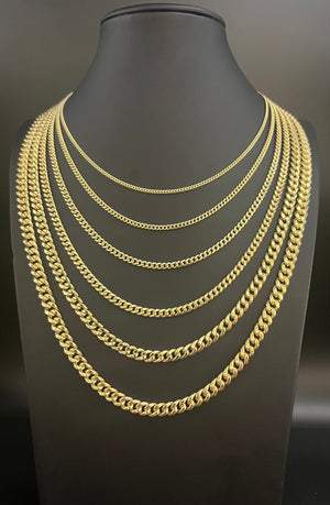14K Real Gold Miami Cuban Link Chain Necklace 2Mm - 6.8Mm Inches Real 14K Yellow Gold,Man Gold Chain,Ladies Gold Chain, 14K Gold Chain