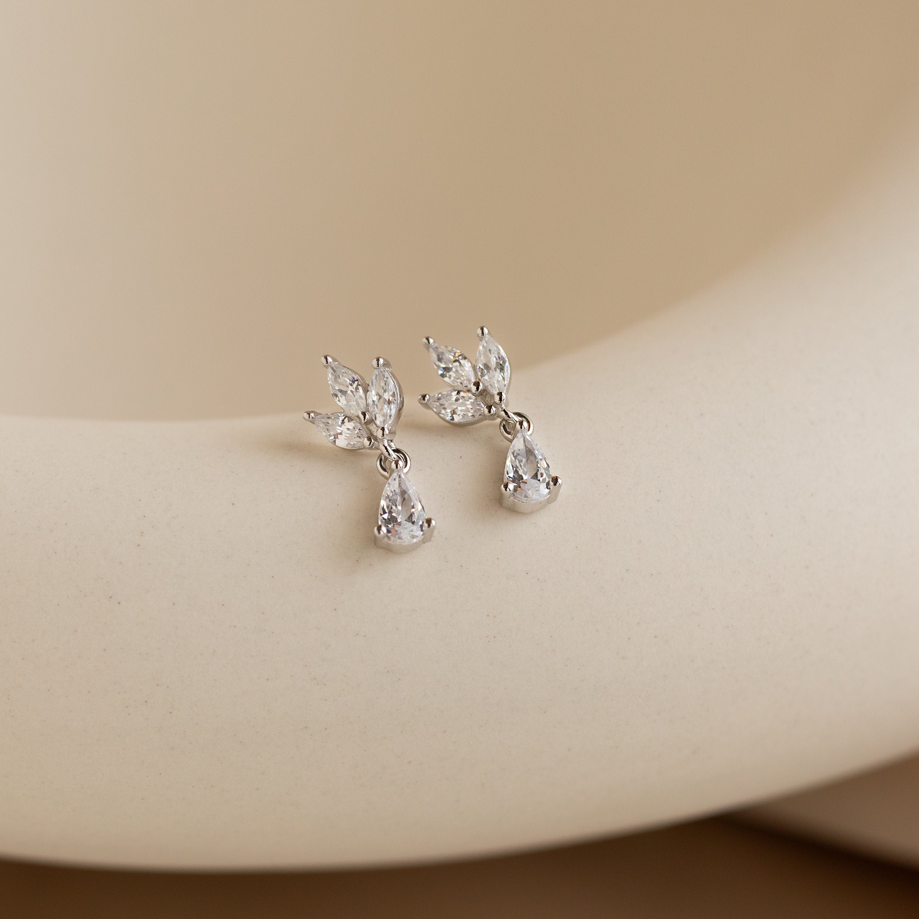 Marquise Diamond Drop Earrings by Caitlyn Minimalist • Dainty Dangle Earrings • Elegant Wedding Jewelry • Birthday Gift for Mom • ER343