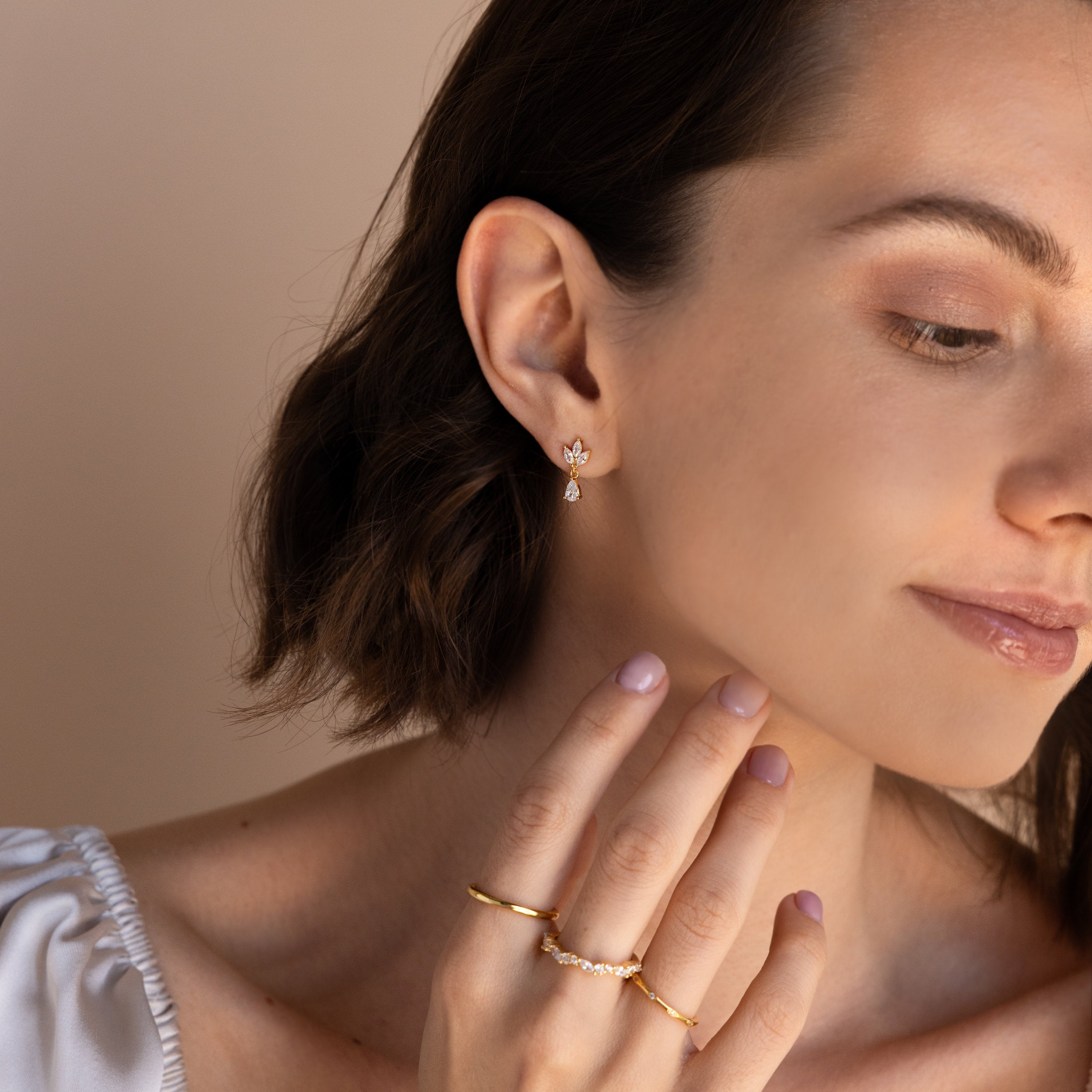 Marquise Diamond Drop Earrings by Caitlyn Minimalist • Dainty Dangle Earrings • Elegant Wedding Jewelry • Birthday Gift for Mom • ER343