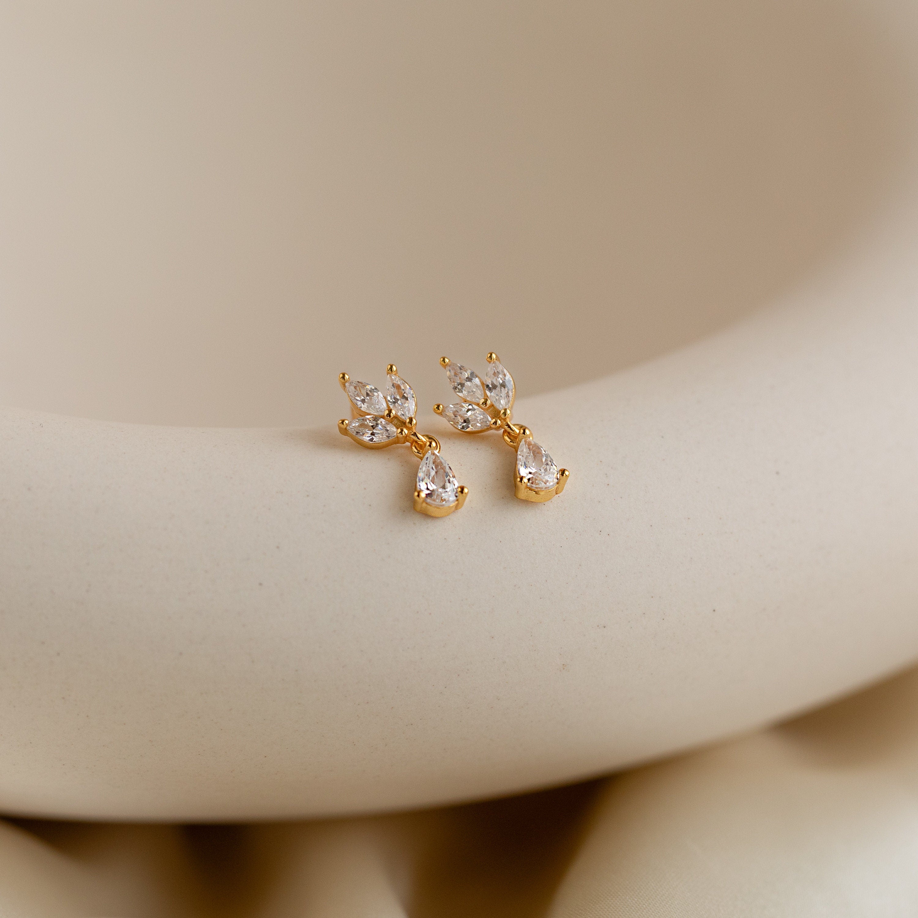 Marquise Diamond Drop Earrings by Caitlyn Minimalist • Dainty Dangle Earrings • Elegant Wedding Jewelry • Birthday Gift for Mom • ER343