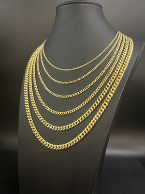 14K Real Gold Miami Cuban Link Chain Necklace 2Mm - 6.8Mm Inches Real 14K Yellow Gold,Man Gold Chain,Ladies Gold Chain, 14K Gold Chain
