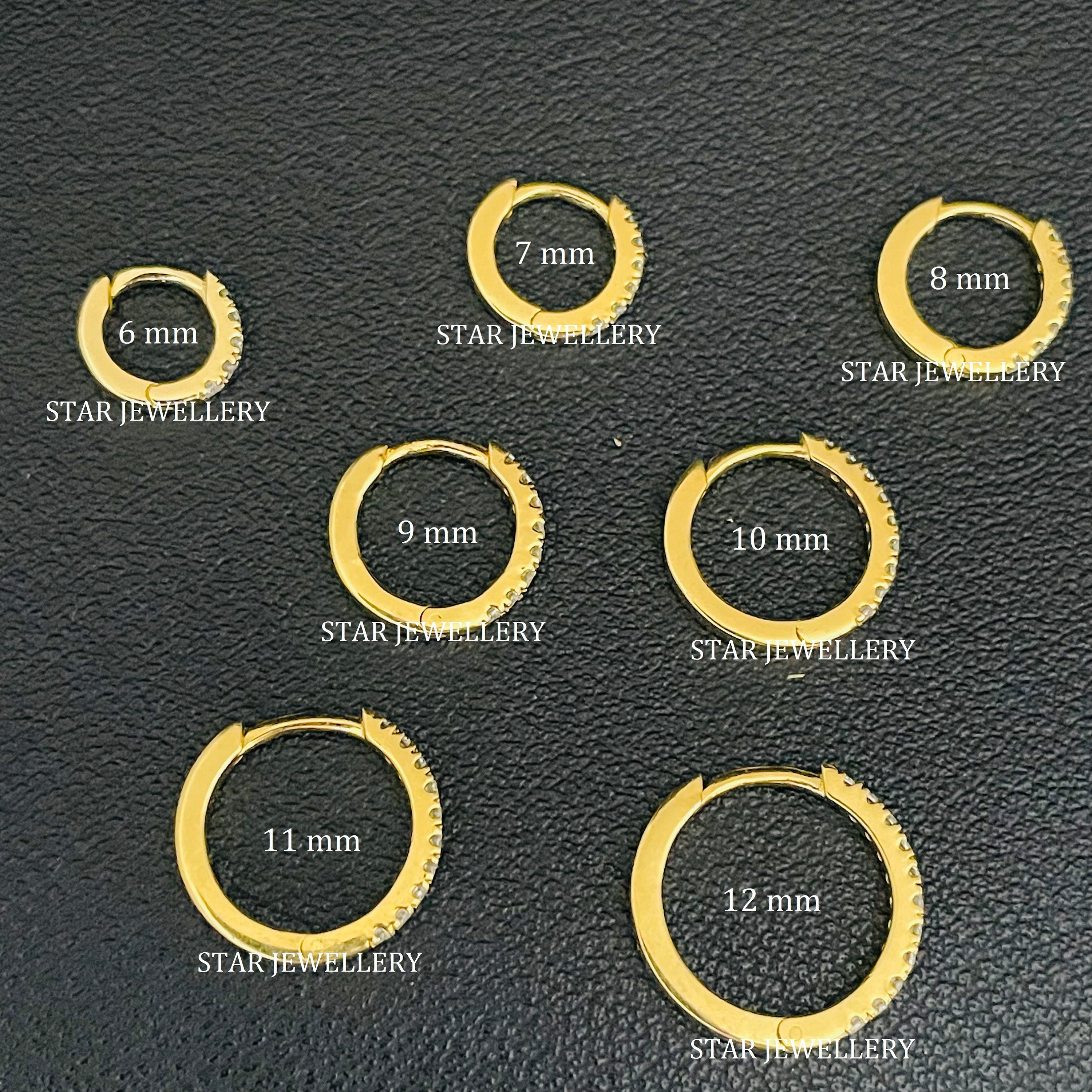 Natural Diamond Nose Ring, Helix Tragus Daith Piercing, Solid Gold Diamond Huggie Hoop Earring, 10K 14K Cartilage Clicker, 6Mm 8Mm 10Mm 12Mm