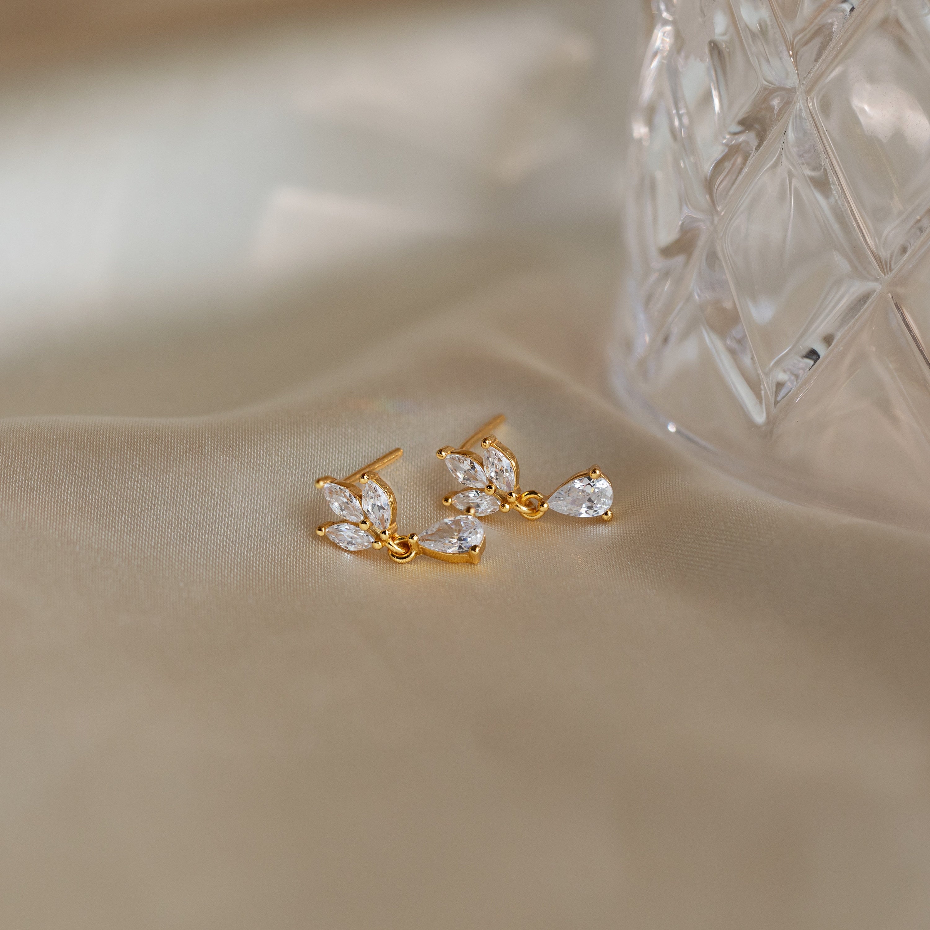Marquise Diamond Drop Earrings by Caitlyn Minimalist • Dainty Dangle Earrings • Elegant Wedding Jewelry • Birthday Gift for Mom • ER343