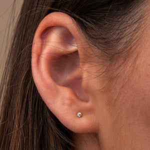 Tiny 2Mm Cubic Zirconia Stud Earrings | 14K Gold Plated Sterling Silver | Dainty and Elegant | Perfect Gift for Her