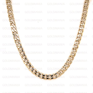 14K Yellow Gold Miami Cuban Link Chain Necklace: 16-14" Adjustable Curb Chain