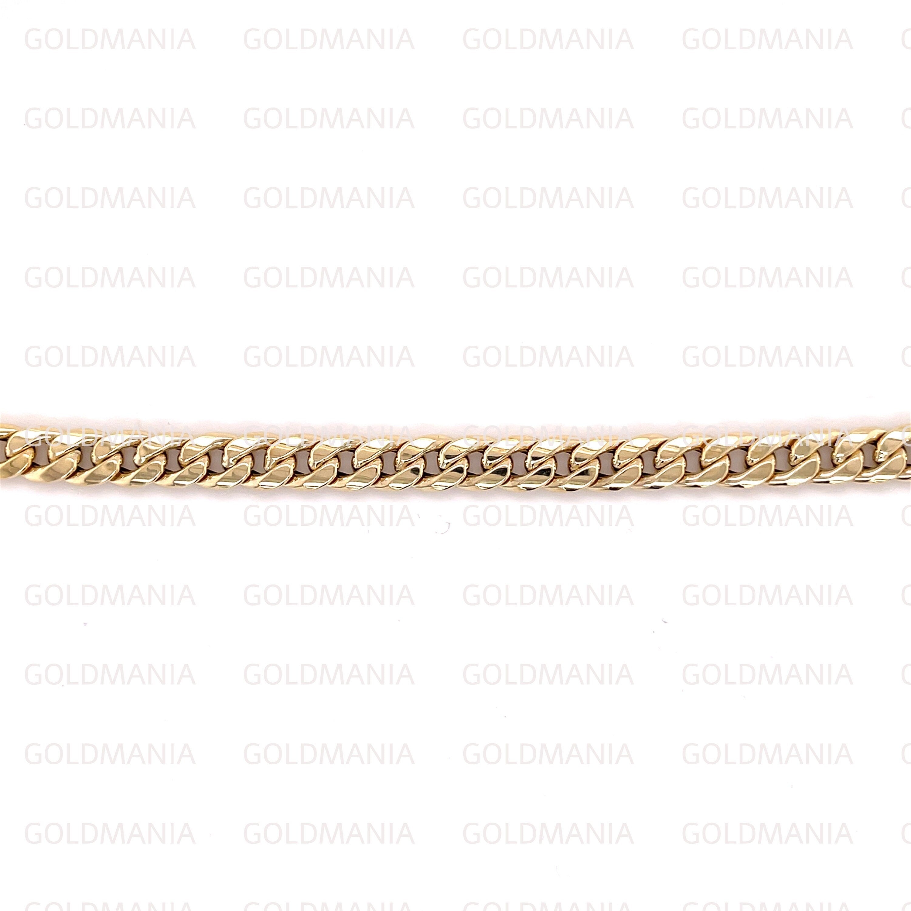14K Yellow Gold Miami Cuban Link Chain Necklace: 16-14" Adjustable Curb Chain