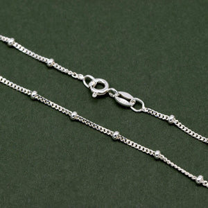 Elegant Sterling Silver Curb Chain Bracelet – Dainty Beaded Fine Jewelry Gift for Her.