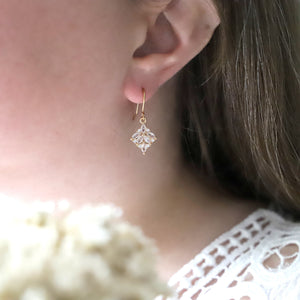Art Deco Earrings, Marquise Earrings, Zirconia Diamond Drop Earrings 1920S Twenties Geometric Crystal Dangles Drops Art Nouveau Victorian