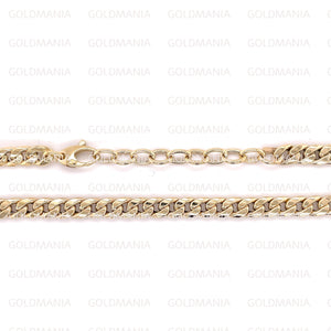 14K Yellow Gold Miami Cuban Link Chain Necklace: 16-14" Adjustable Curb Chain