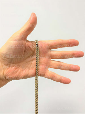 14K Yellow Gold Miami Cuban Link Chain Necklace: 16-14" Adjustable Curb Chain