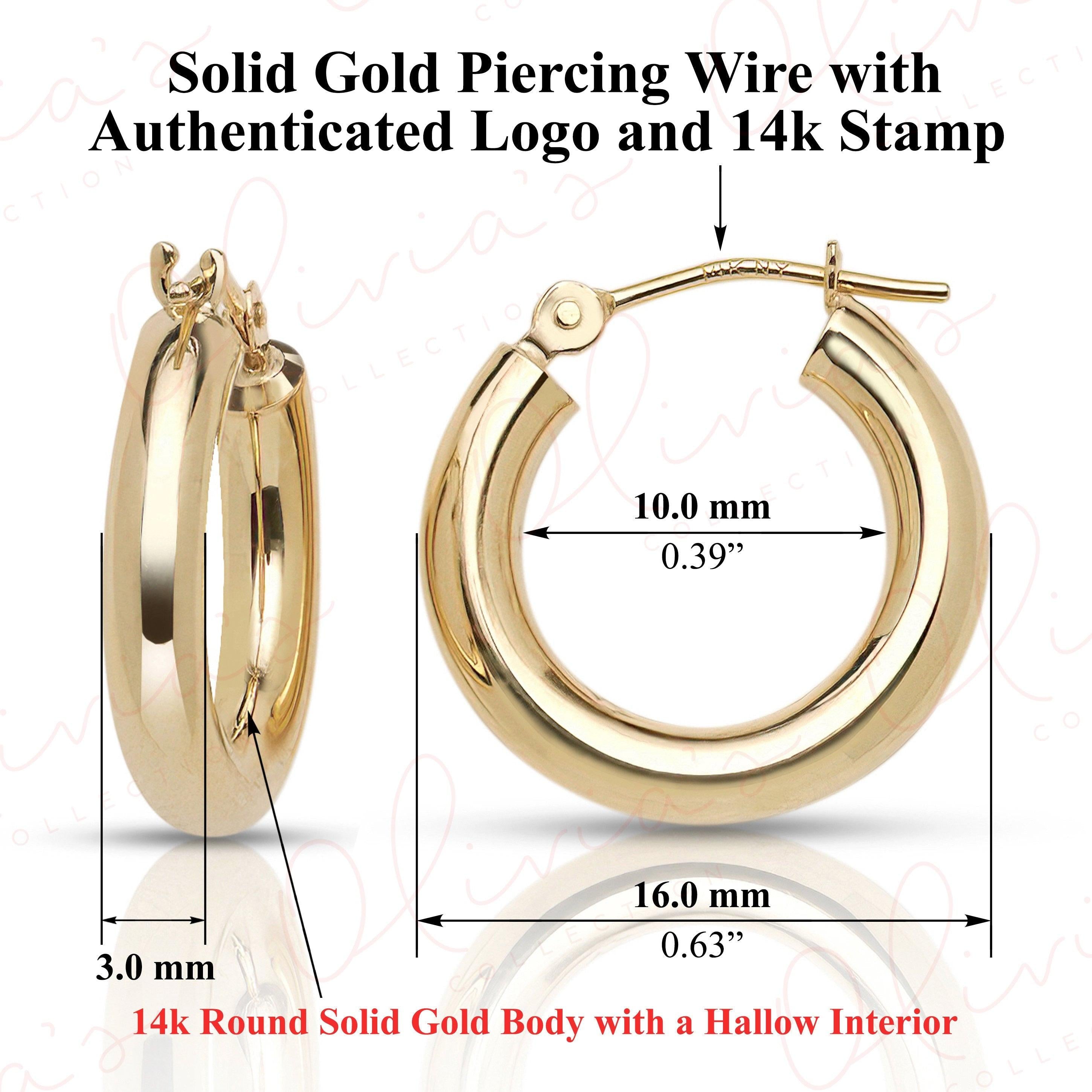 Stunning 14K Yellow Gold 3.0mm Classic Bold Chunky Hoop Earrings.