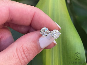 10K Gold Moissanite Stud Earrings | Screw Back round Cut Solitaire | Everyday Diamond Alternative Earrings