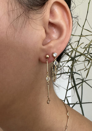 CZ Diamond Dangle Drop Earrings - Long Diamond Dangle Earrings - Linear Drop Tassel Dangle Stads - Asymmetric Layered Stacking Earrings