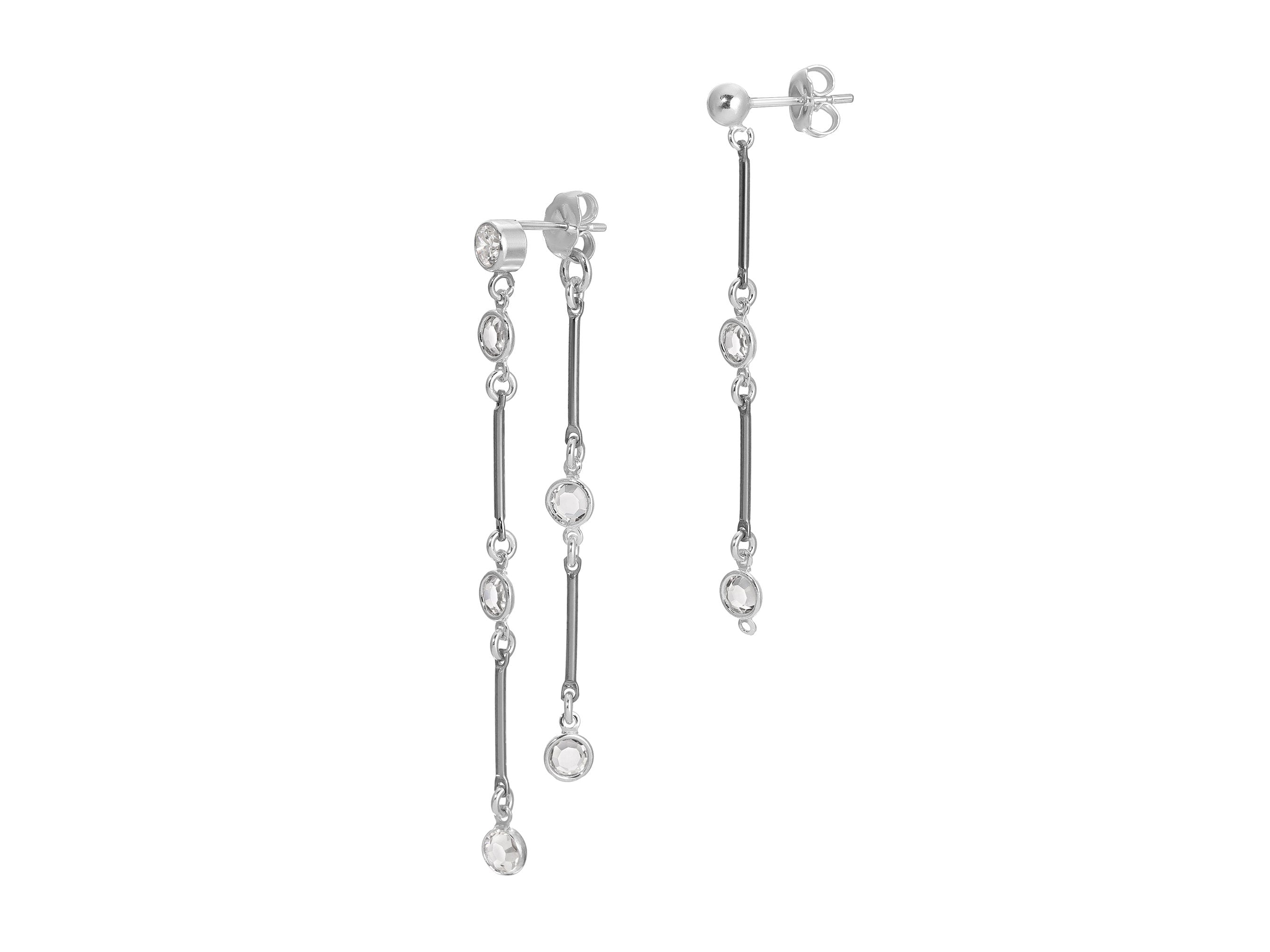 CZ Diamond Dangle Drop Earrings - Long Diamond Dangle Earrings - Linear Drop Tassel Dangle Stads - Asymmetric Layered Stacking Earrings