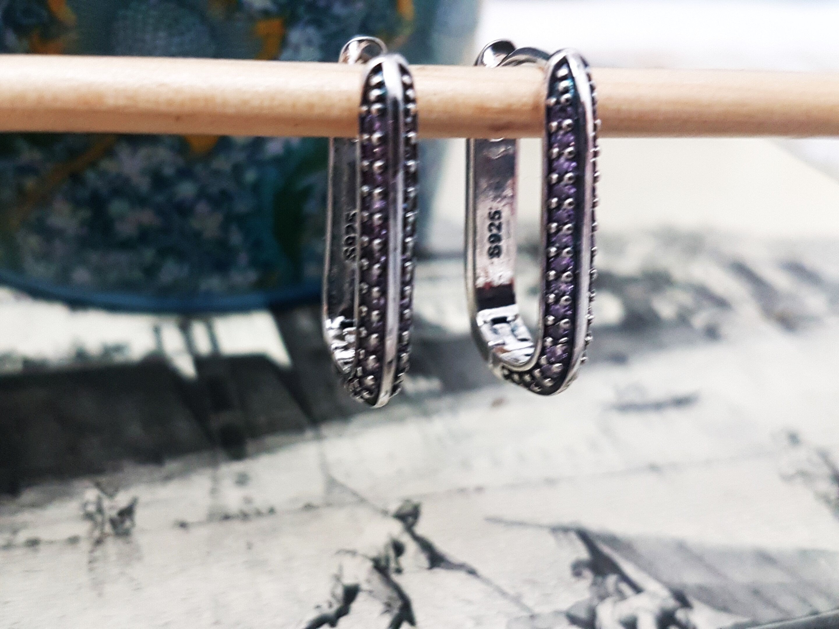 925 Sterling Silver Cubic Zirconia Hoop Earrings: Geometric U-Shape Huggies • A84
