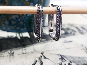 925 Sterling Silver Cubic Zirconia Hoop Earrings: Geometric U-Shape Huggies • A84
