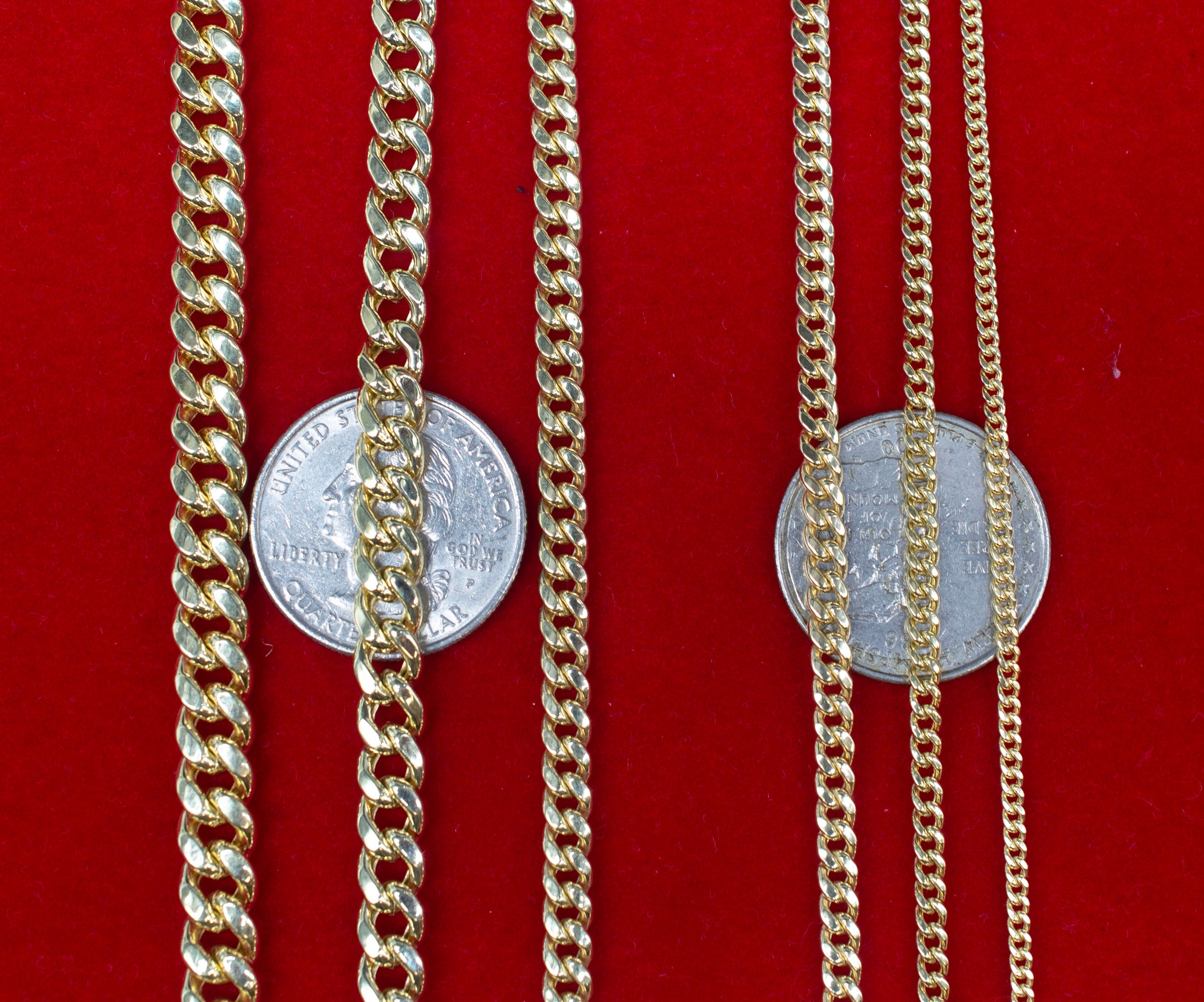 10K Real Gold Miami Cuban Link Chain Necklace and Bracelet,10K Gold Miami Cuban 2Mm - 6.8Mm, 10K Gold Chain, Real Gold Men and Women Chain