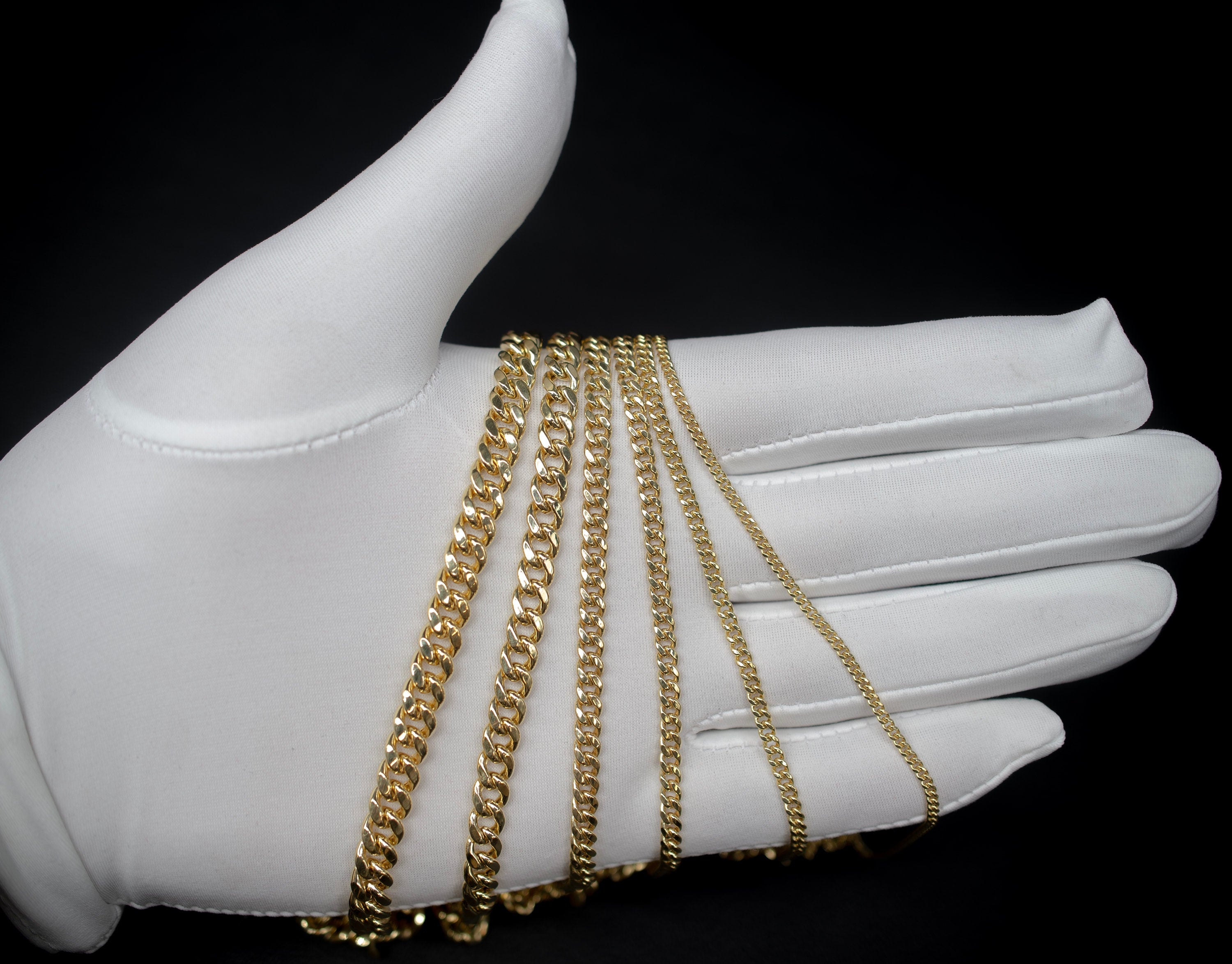 10K Real Gold Miami Cuban Link Chain Necklace and Bracelet,10K Gold Miami Cuban 2Mm - 6.8Mm, 10K Gold Chain, Real Gold Men and Women Chain