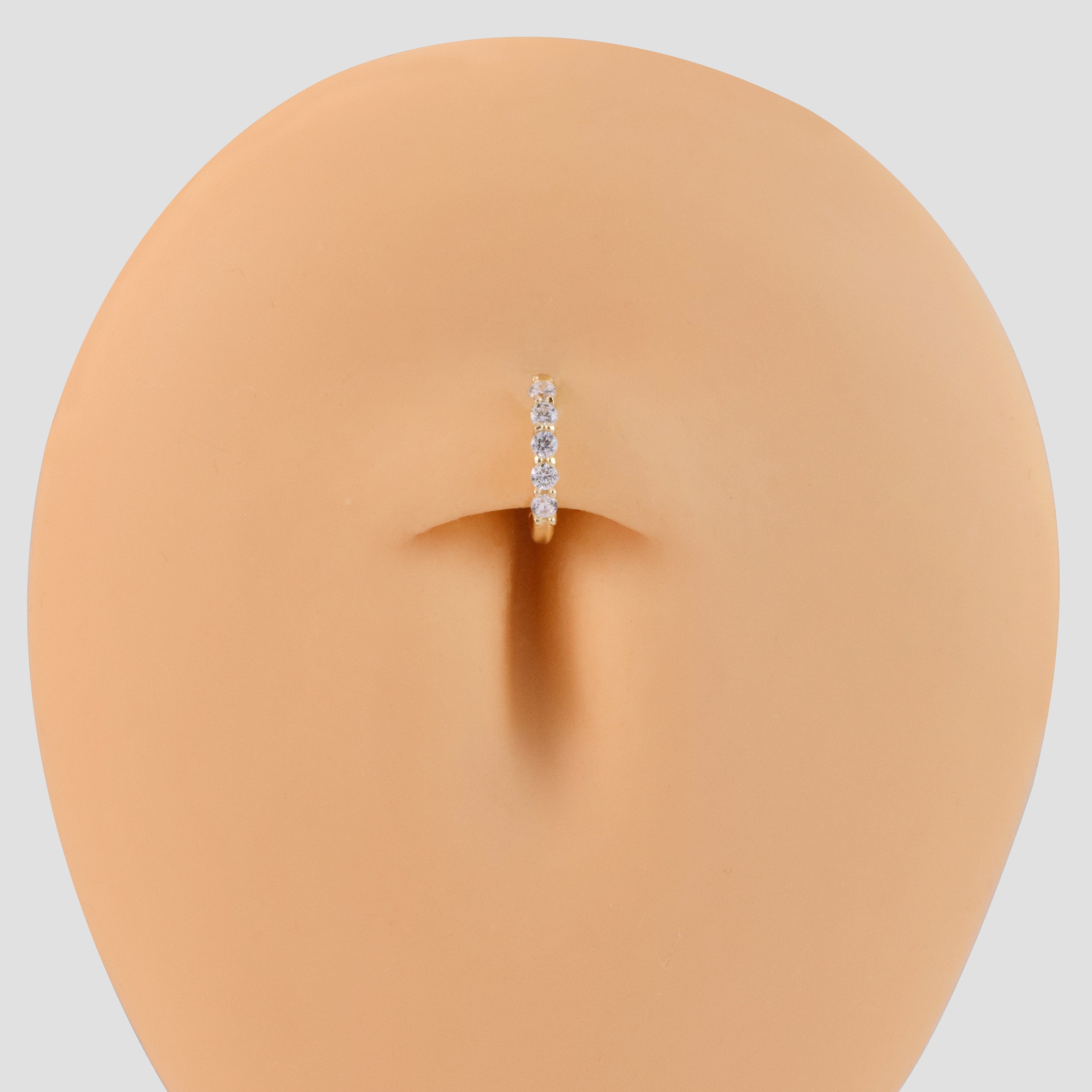 14K Solid Gold Diamond Oval Huggie Hoop Earring, Gold Hinged Segment Clicker, Clear CZ Rook Clicker Ring, Oval Seamless Belly Ring Clicker