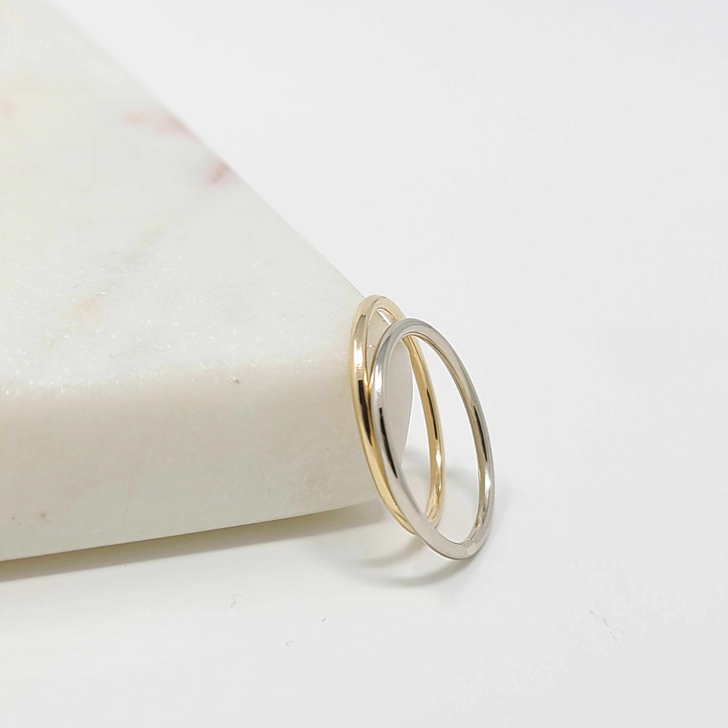 14K Solid Gold 1.2Mm Simple Wedding Band: Yellow Gold or White Gold