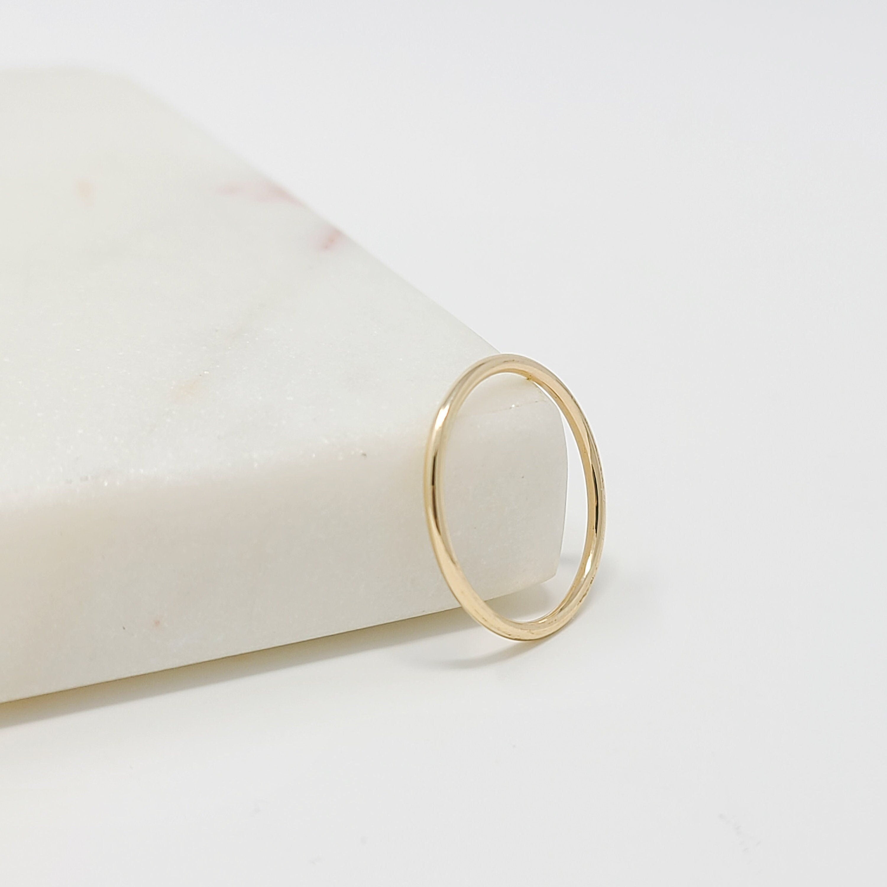 14K Solid Gold 1.2Mm Simple Wedding Band: Yellow Gold or White Gold