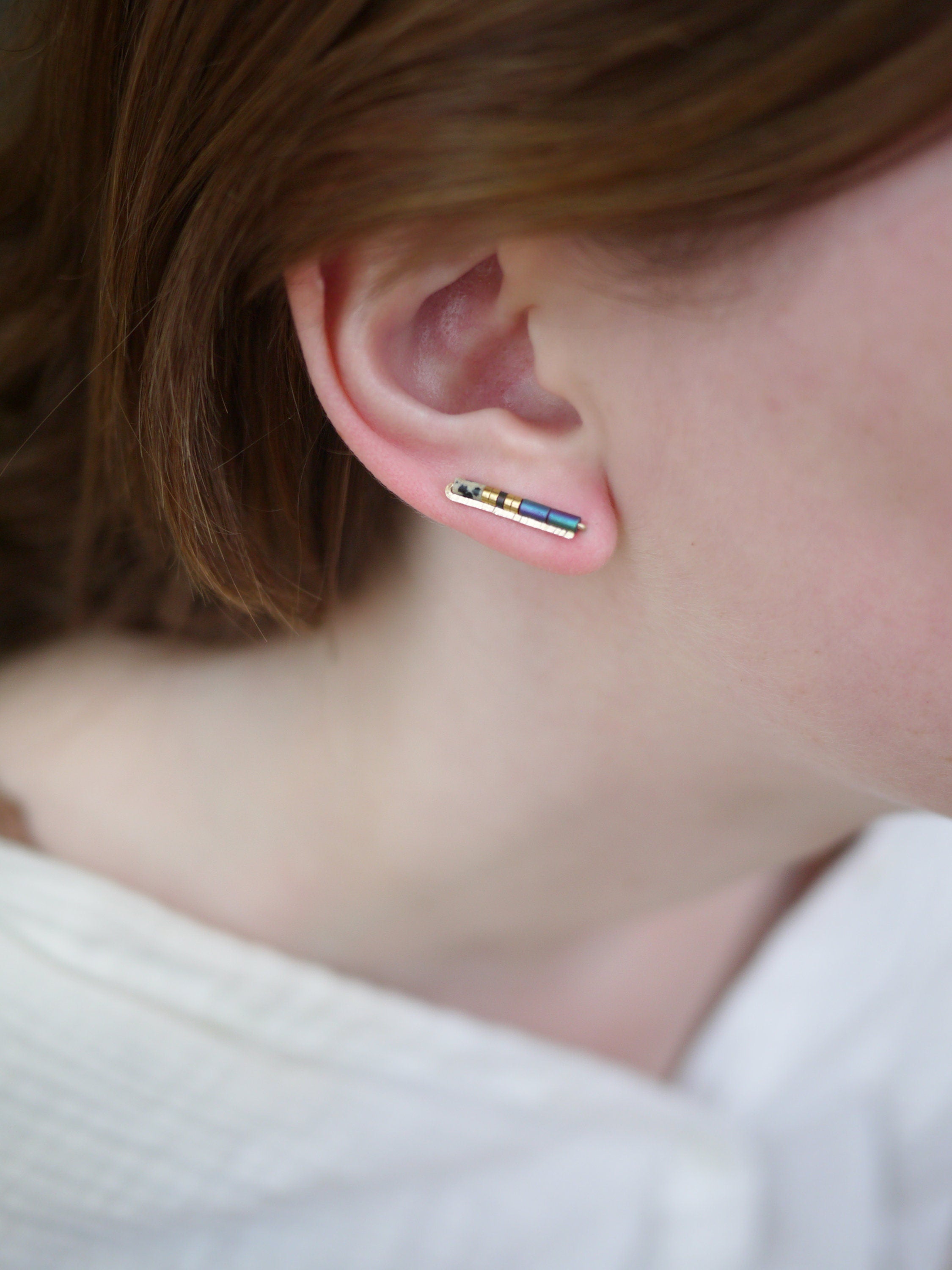Beaded Ear Climbers, Minimalist Style Earrings