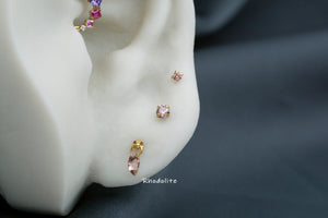 Peridot Marquise Titanium Stud: Threadless Push Pin Gold Earrings