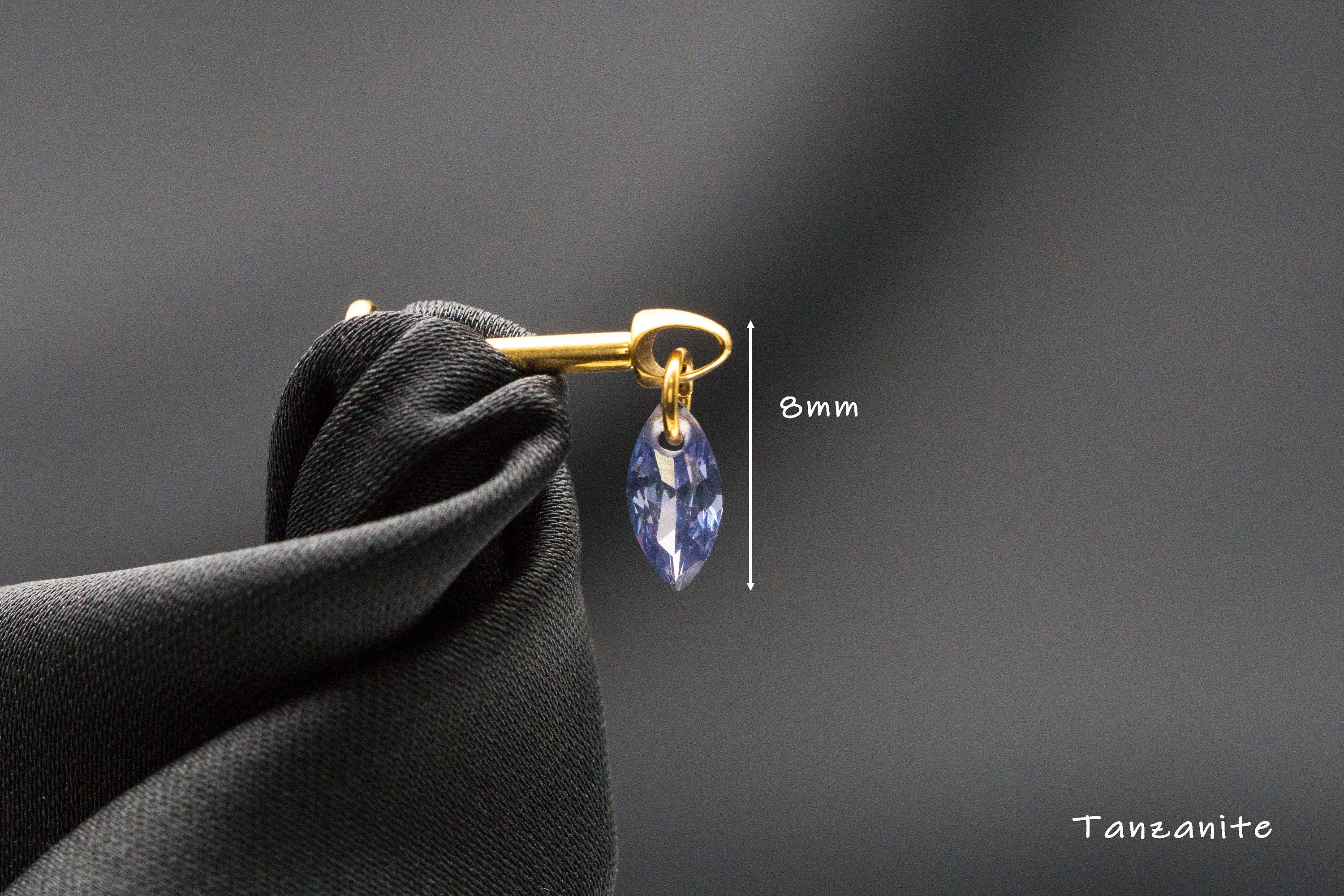 Peridot Marquise Titanium Stud: Threadless Push Pin Gold Earrings