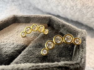 Gold Diamond Ear Climber. 5 Diamonds Ear Cuff in Silver. Ruby, Sapphire Diamond Stud Earrings. Crawler Earrings Gift. Same Day Shipping.