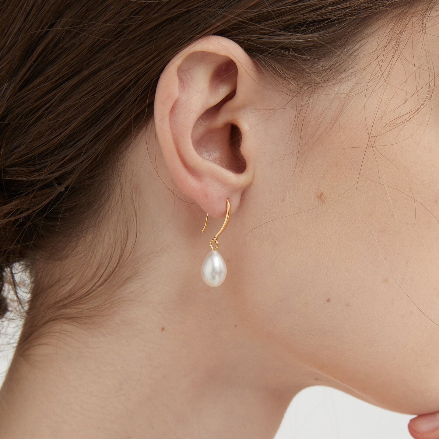 Natural Pearl Sterling Silver Dangle Earrings, Gold Plated S925 Hook Drop Earrings, Freshwater Pearl Wedding Bridal Earrings, Gift for Her