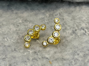 Gold Diamond Ear Climber. 5 Diamonds Ear Cuff in Silver. Ruby, Sapphire Diamond Stud Earrings. Crawler Earrings Gift. Same Day Shipping.