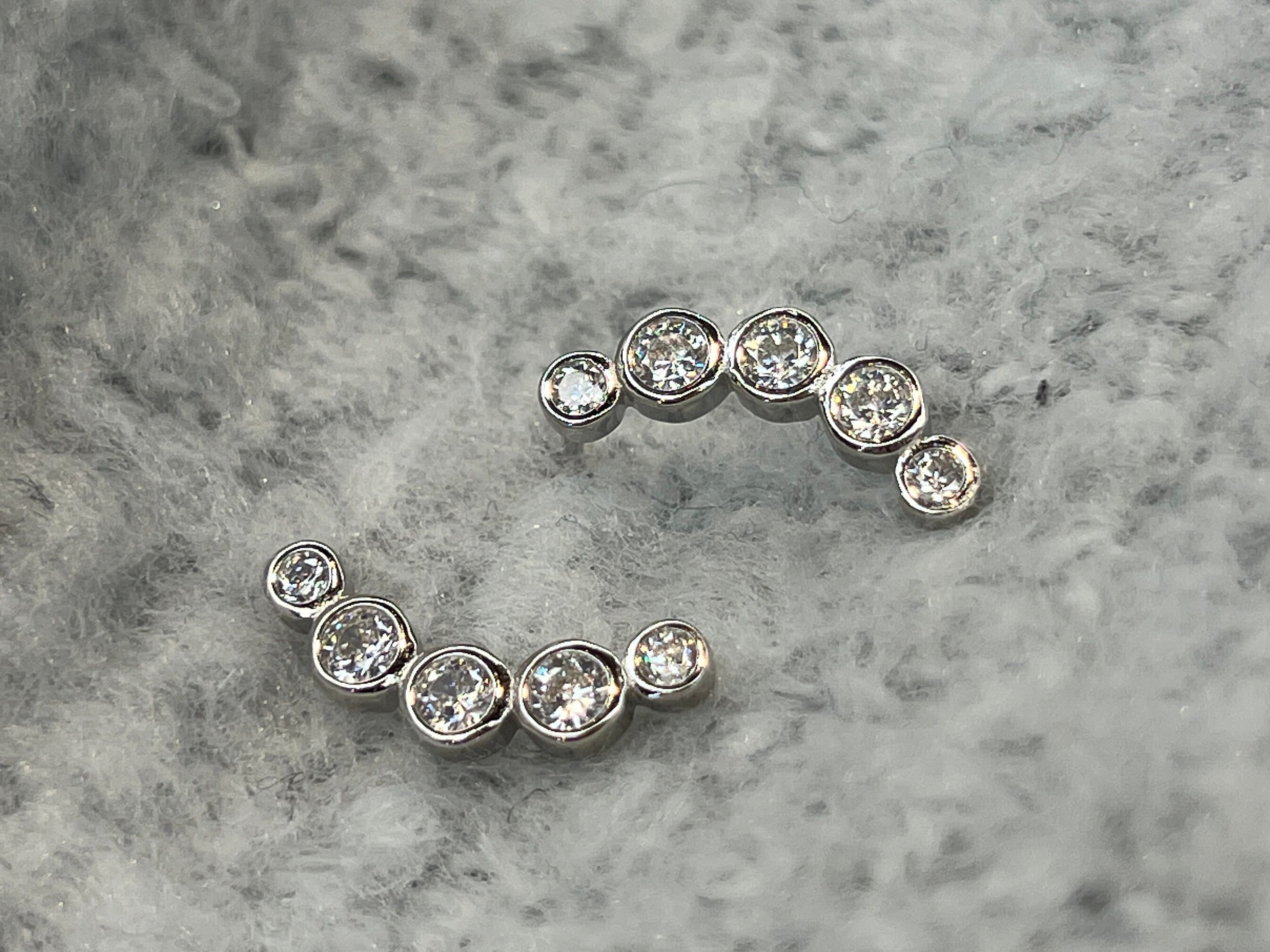 Gold Diamond Ear Climber. 5 Diamonds Ear Cuff in Silver. Ruby, Sapphire Diamond Stud Earrings. Crawler Earrings Gift. Same Day Shipping.