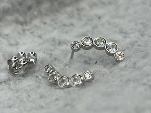 Gold Diamond Ear Climber. 5 Diamonds Ear Cuff in Silver. Ruby, Sapphire Diamond Stud Earrings. Crawler Earrings Gift. Same Day Shipping.