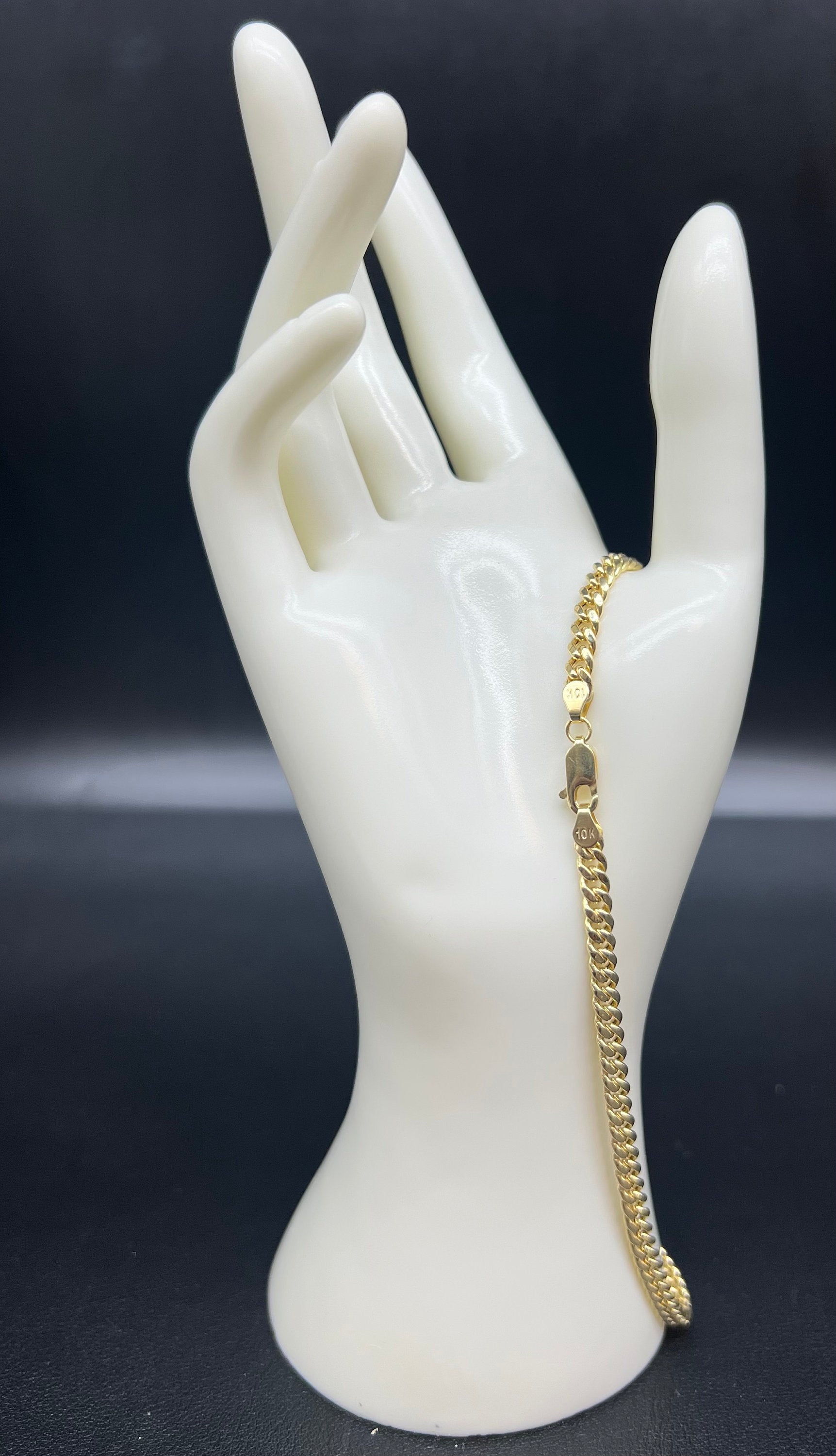 10K Yellow Gold Miami Cuban Chain Necklace Bracelet 4.5Mm, Real Gold Cuban Link Chain for Men Women, Everyday Gold Jewelry, Miami Cuban