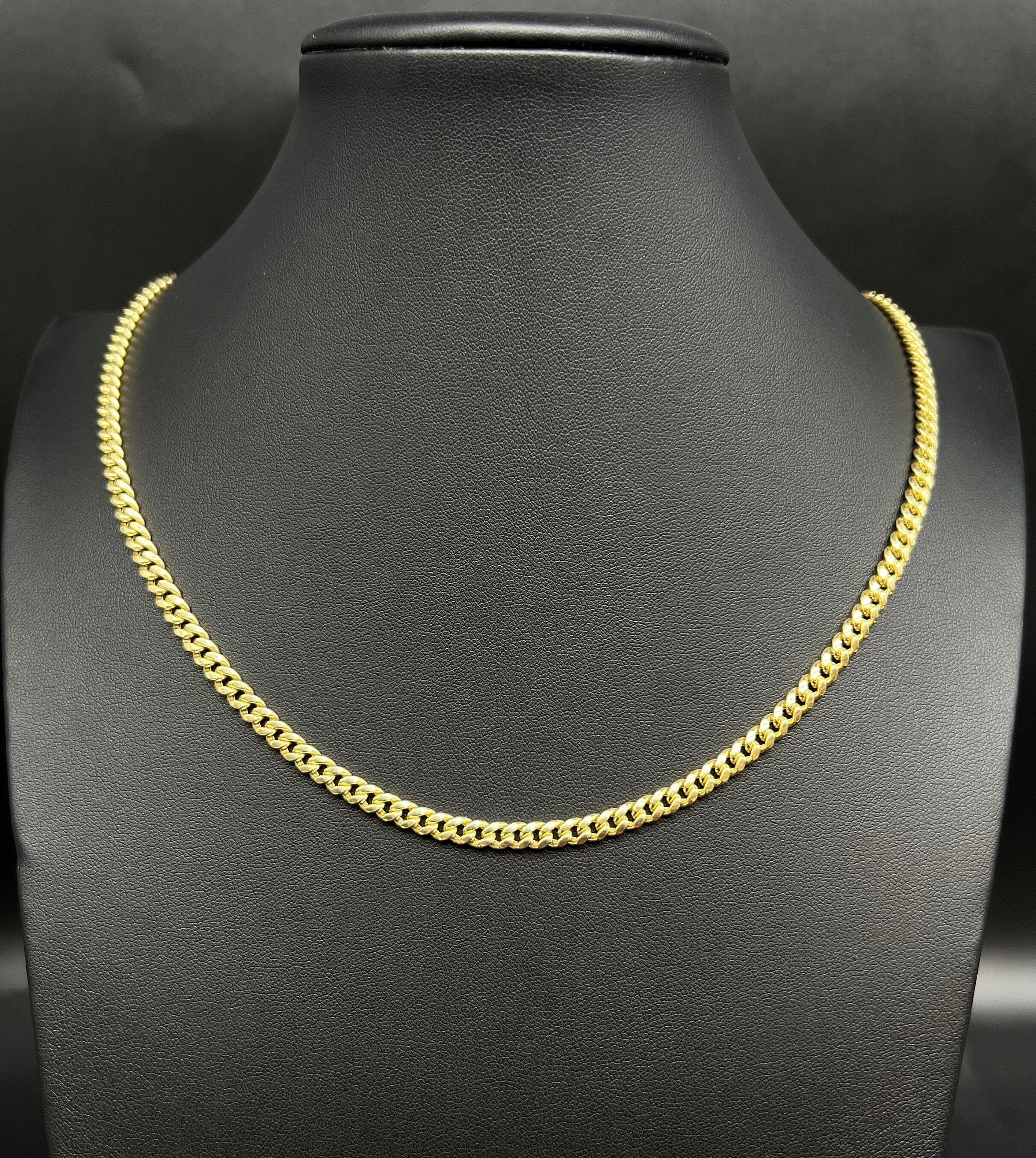 10K Yellow Gold Miami Cuban Chain Necklace Bracelet 4.5Mm, Real Gold Cuban Link Chain for Men Women, Everyday Gold Jewelry, Miami Cuban