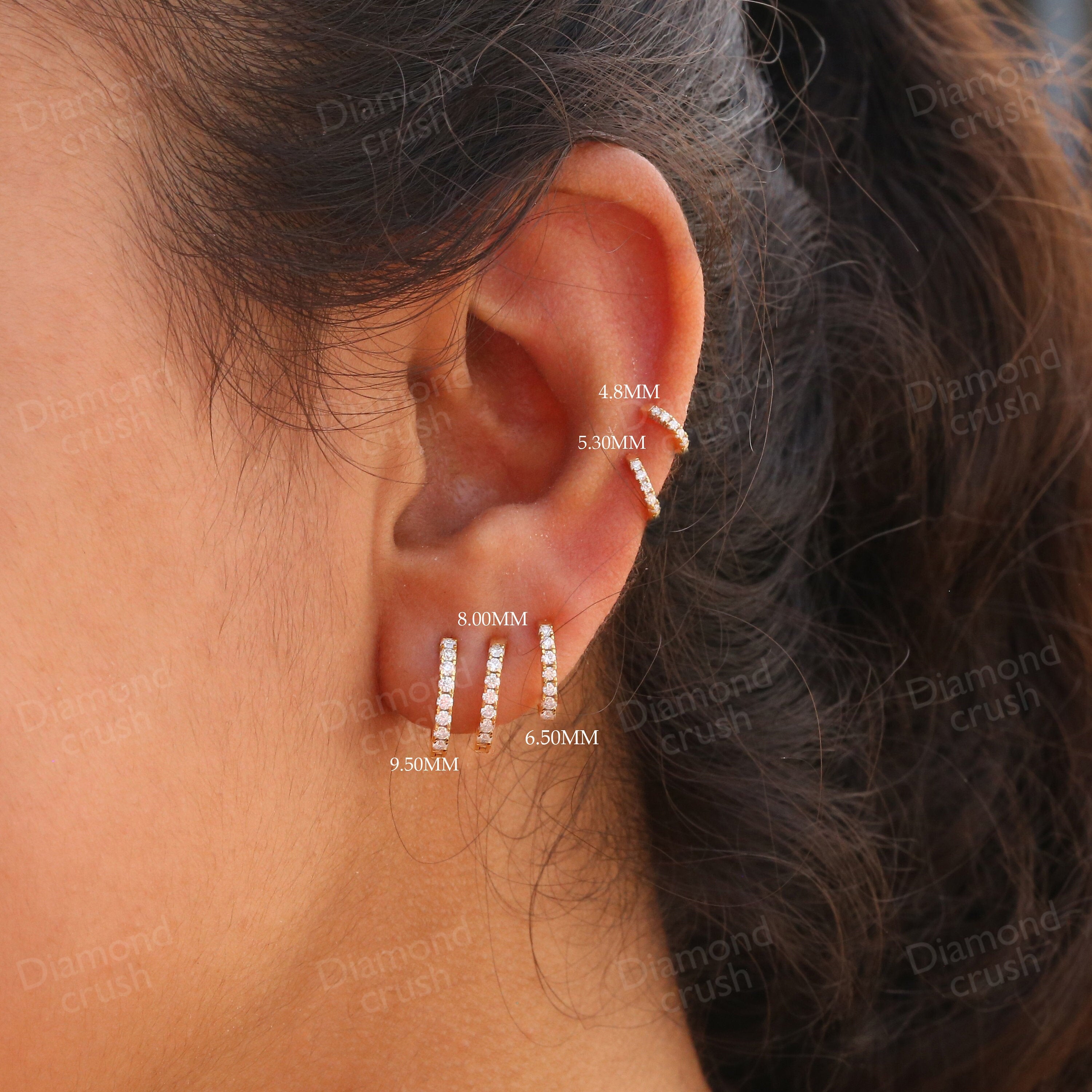Lab Grown Diamond Earrings Small Hoop Earrings Cartilage Hoop Huggie Helix Hoops Thin Hoop Earrings Conch Earrings 14K Gold Diamond Hoop