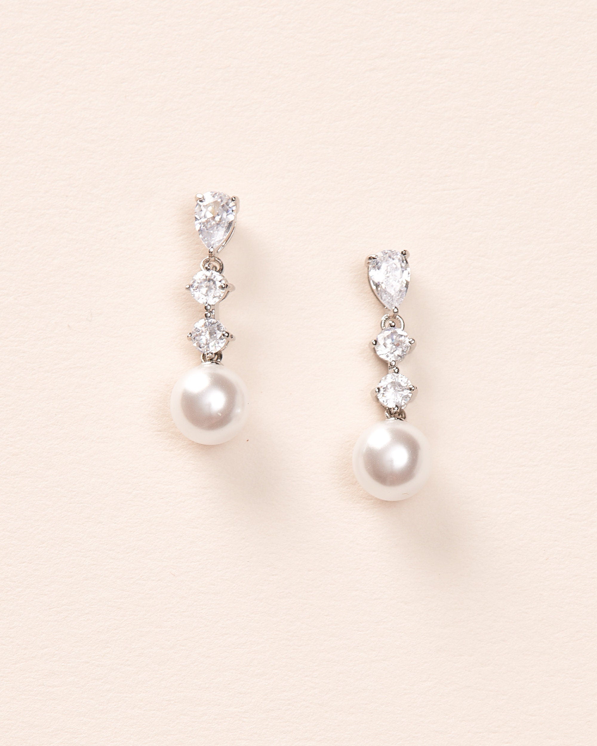 CZ Pearl Wedding Earrings • Pearl Bridal Earrings • Pearl Drop Earrings • Wedding Earrings • Pearl Dangle Earrings • Bridal Earrings • 4443