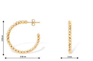 Elegant 14K Italian Gold Dainty Hoop Earrings with Beads.
