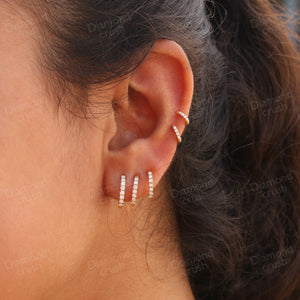 Lab Grown Diamond Earrings Small Hoop Earrings Cartilage Hoop Huggie Helix Hoops Thin Hoop Earrings Conch Earrings 14K Gold Diamond Hoop